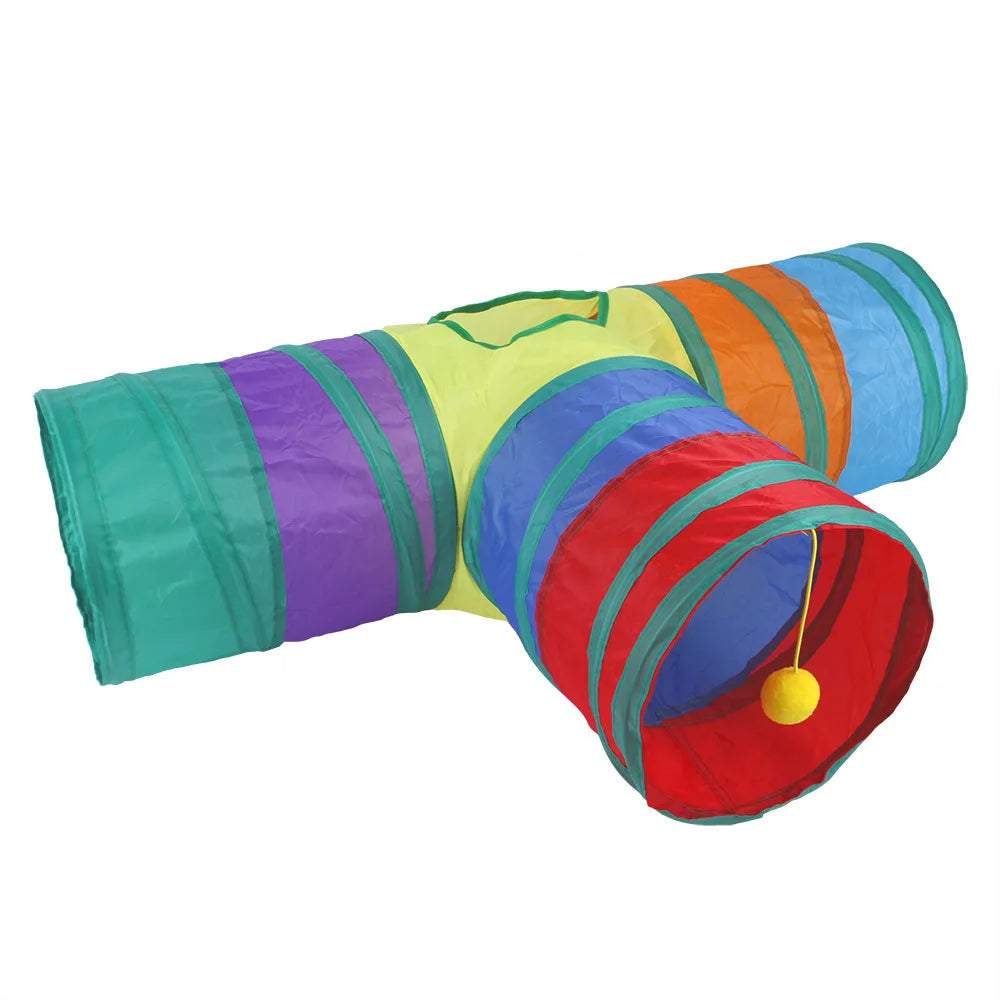 Cat Tunnel Play Toy - Foldable Breathable Drill Barrel for Indoor Cats
