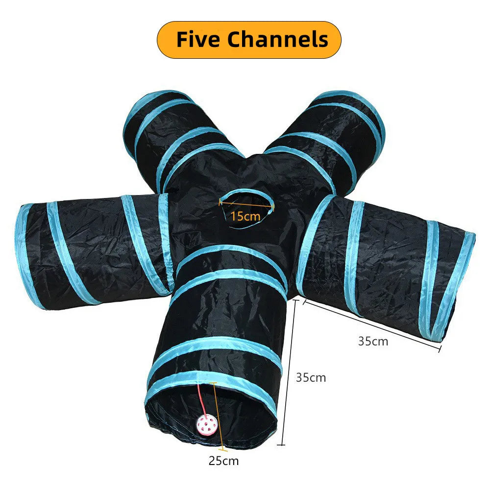 Cat Tunnel Play Toy - Foldable Breathable Drill Barrel for Indoor Cats