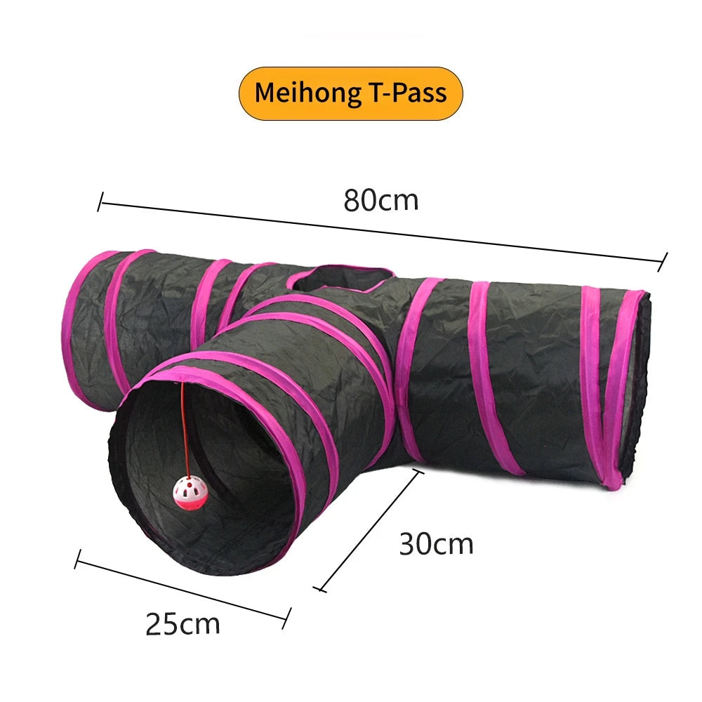 Cat Tunnel Play Toy - Foldable Breathable Drill Barrel for Indoor Cats