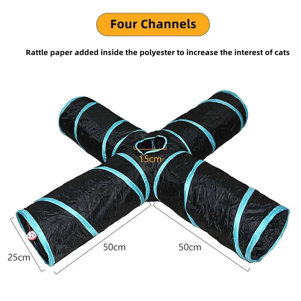 Cat Tunnel Play Toy - Foldable Breathable Drill Barrel for Indoor Cats