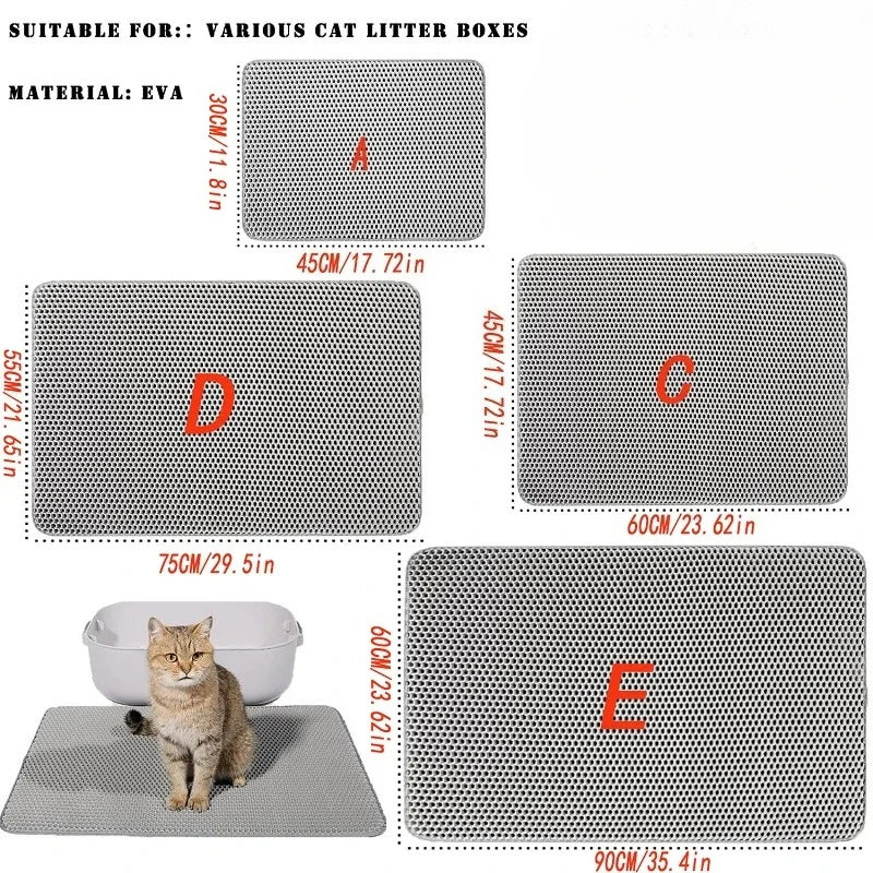 Large Cat Litter Mat - Waterproof Non Slip Double Layer Litter Box Pad