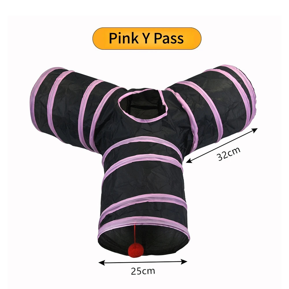 Cat Tunnel Play Toy - Foldable Breathable Drill Barrel for Indoor Cats