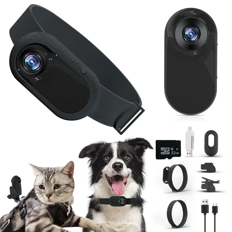 HD 1080P Wireless Pet Collar Camera - Video Records for Cats & Dogs