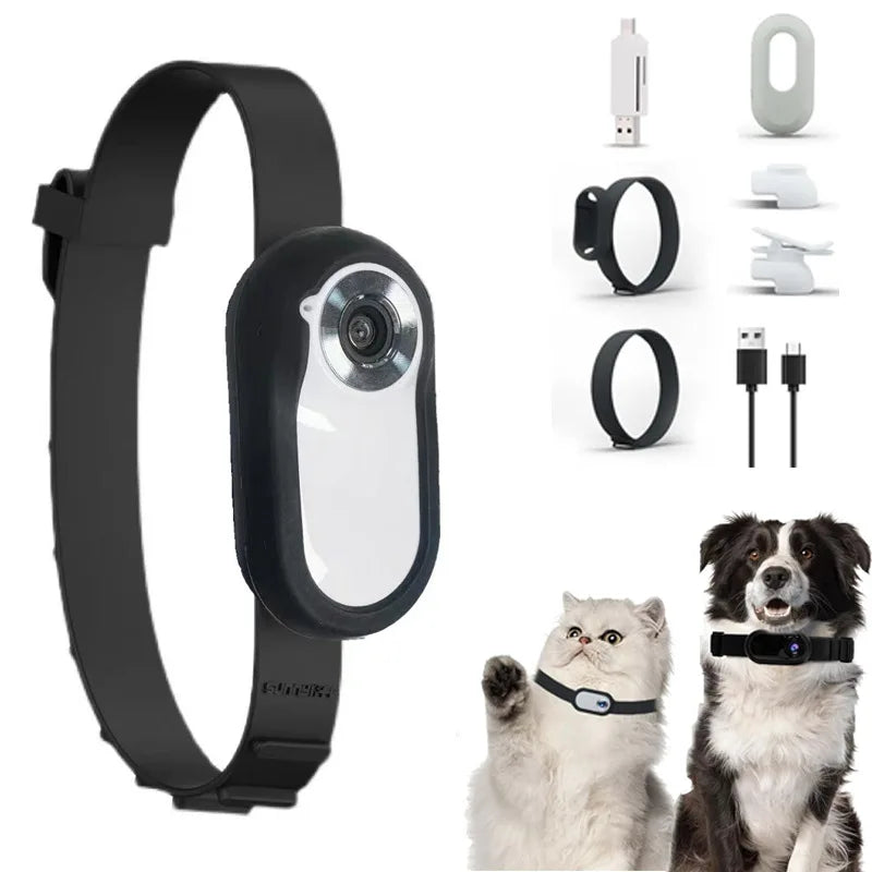 HD 1080P Wireless Pet Collar Camera - Video Records for Cats & Dogs