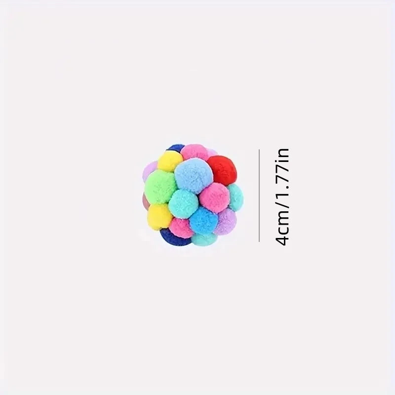Hot cat Toys Pet Toy Cat Plush Ball Toys Pet Bouncy Bell Ball Toy Colorful Pompoms Pet Supplies Random Color