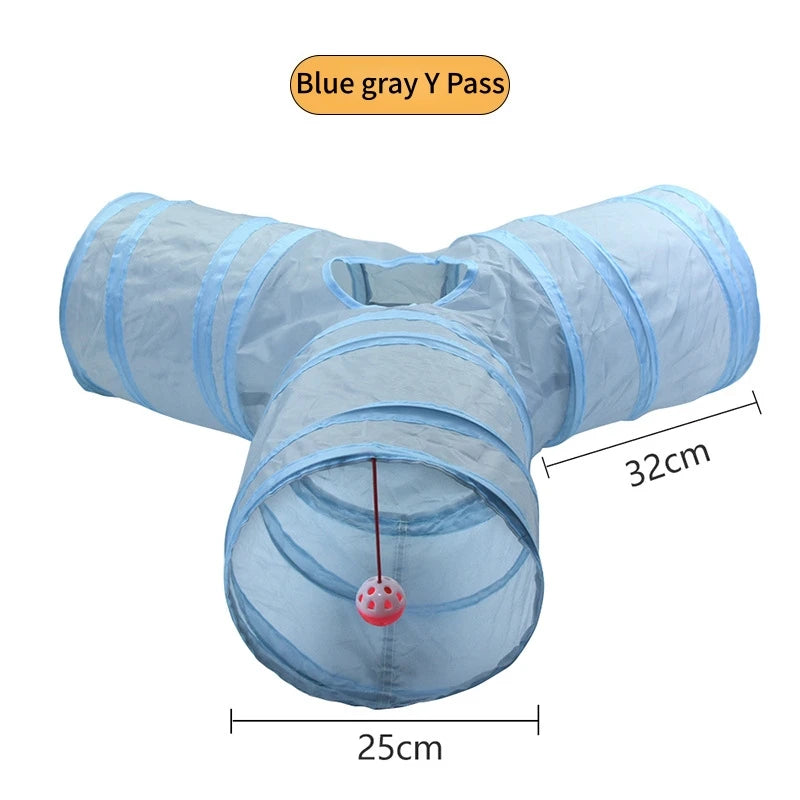 Cat Tunnel Play Toy - Foldable Breathable Drill Barrel for Indoor Cats