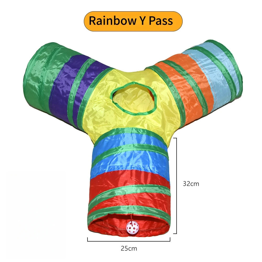 Cat Tunnel Play Toy - Foldable Breathable Drill Barrel for Indoor Cats