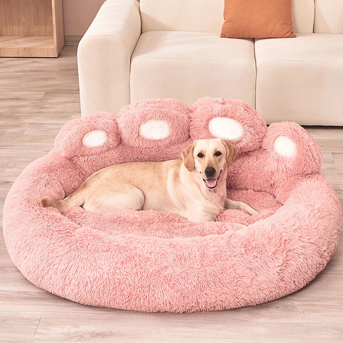 Fluffy Dog Bed Winter Warm Pet Sofa Basket Mat for Cats & Dogs with Blanket