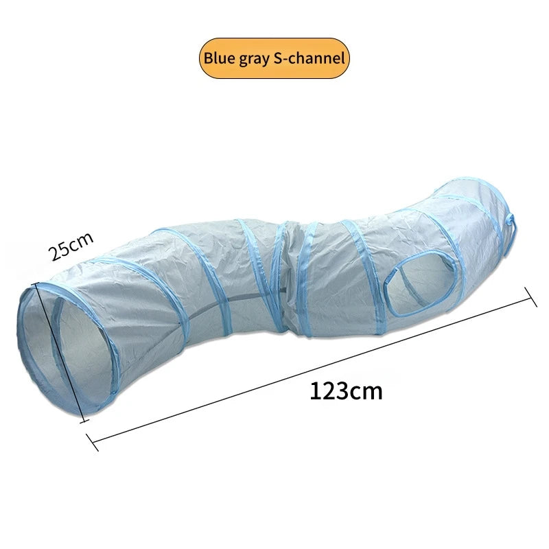 Cat Tunnel Play Toy - Foldable Breathable Drill Barrel for Indoor Cats