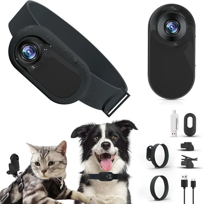 HD 1080P Wireless Pet Collar Camera - Video Records for Cats & Dogs