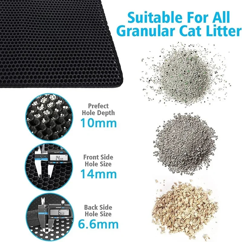 Large Cat Litter Mat - Waterproof Non Slip Double Layer Litter Box Pad