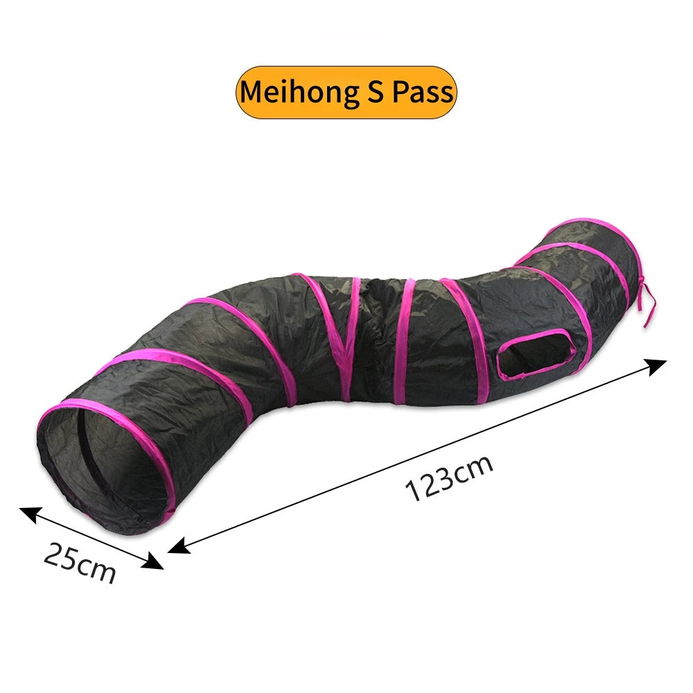 Cat Tunnel Play Toy - Foldable Breathable Drill Barrel for Indoor Cats