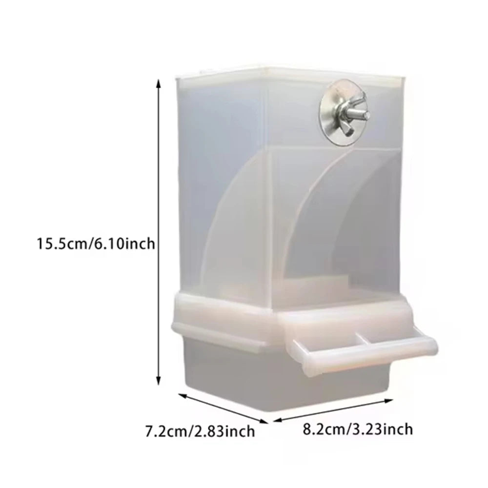 No Mess Automatic Bird Feeder - Transparent Food Container Cage Accessory for Small Birds
