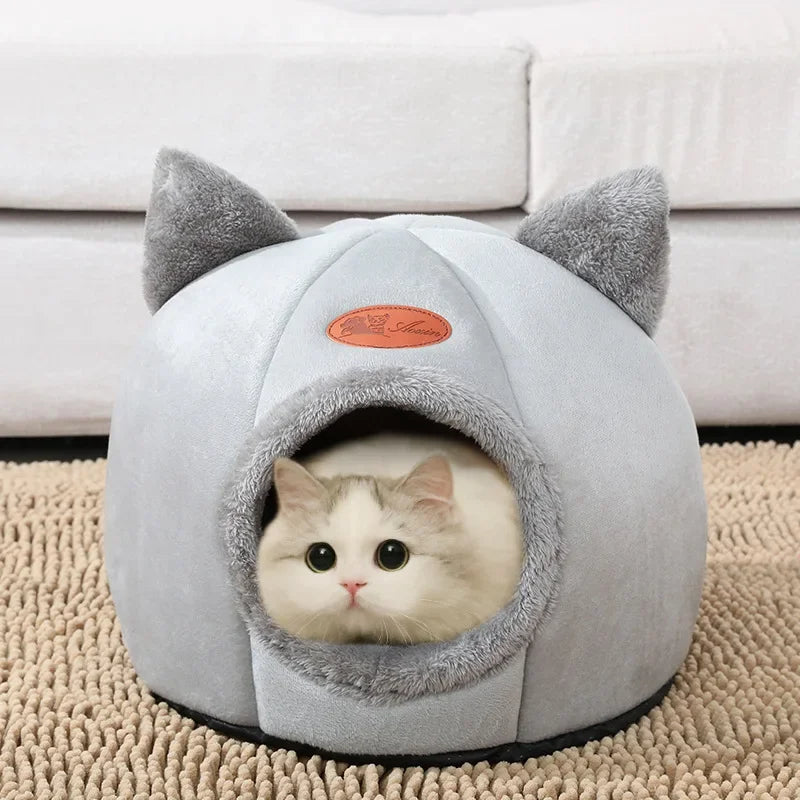Deep Sleep Cat Bed - Winter Comfort Cozy Cave Nest Indoor for Small Dogs