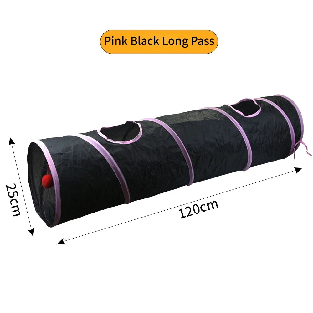 Cat Tunnel Play Toy - Foldable Breathable Drill Barrel for Indoor Cats
