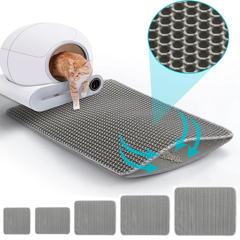 Large Cat Litter Mat - Waterproof Non Slip Double Layer Litter Box Pad