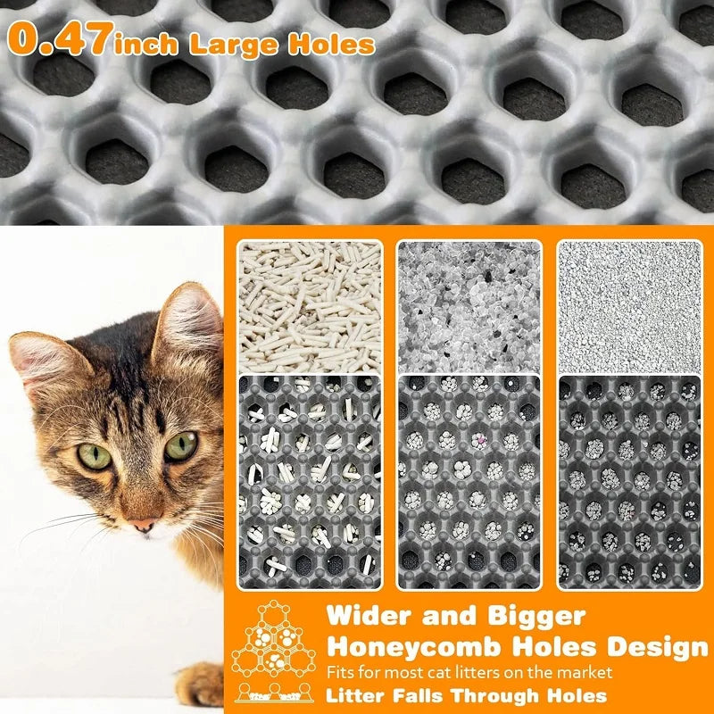 Large Cat Litter Mat - Waterproof Non Slip Double Layer Litter Box Pad