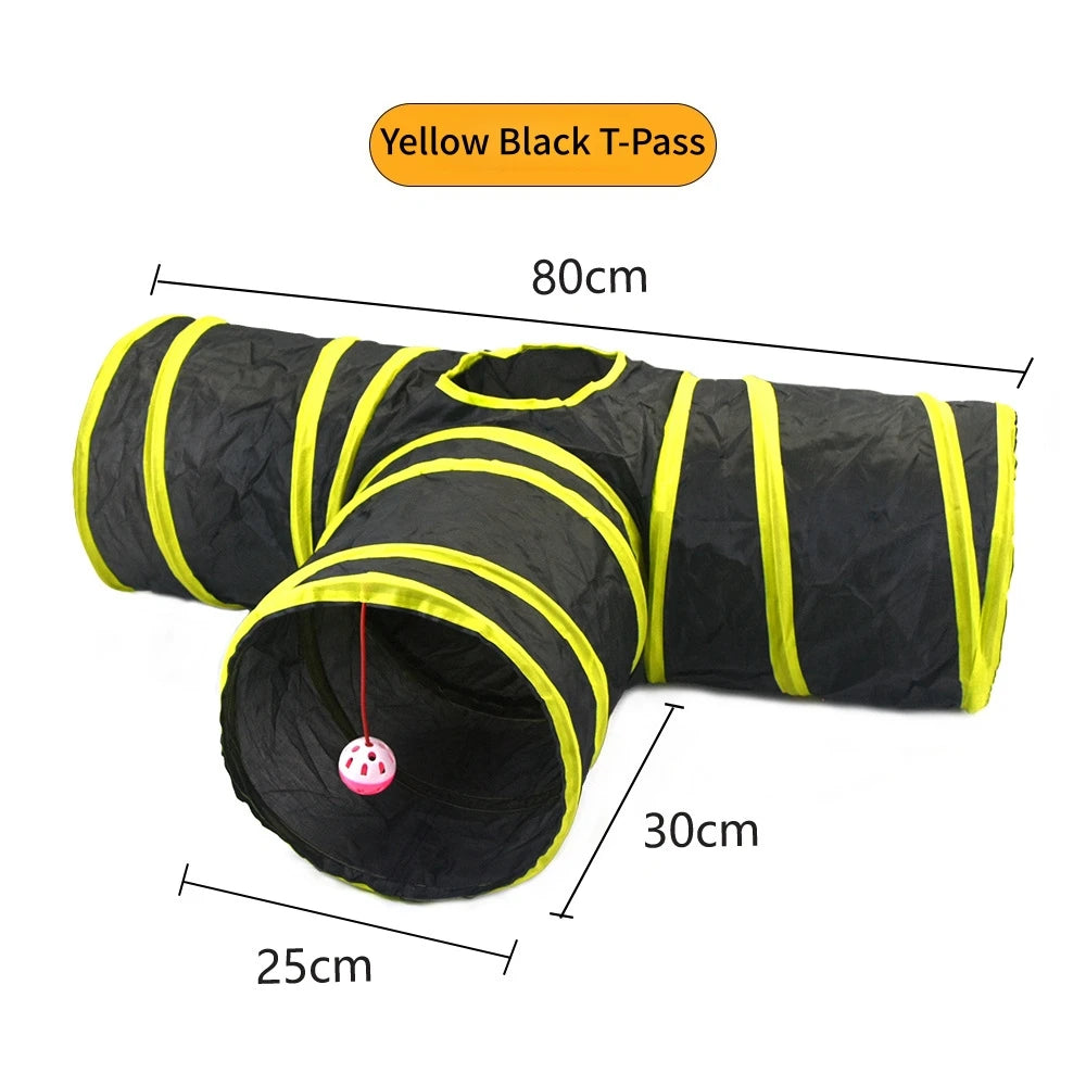 Cat Tunnel Play Toy - Foldable Breathable Drill Barrel for Indoor Cats