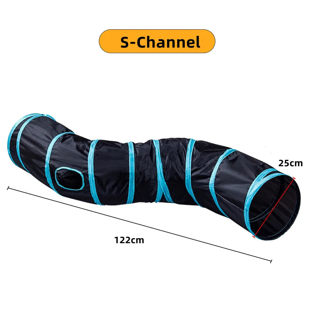 Cat Tunnel Play Toy - Foldable Breathable Drill Barrel for Indoor Cats