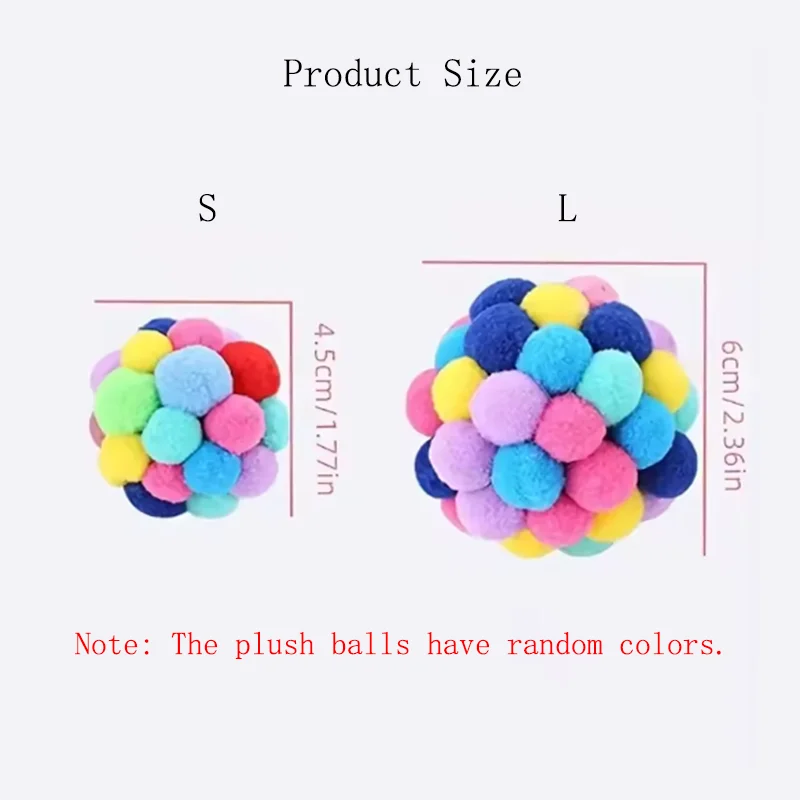 Hot cat Toys Pet Toy Cat Plush Ball Toys Pet Bouncy Bell Ball Toy Colorful Pompoms Pet Supplies Random Color