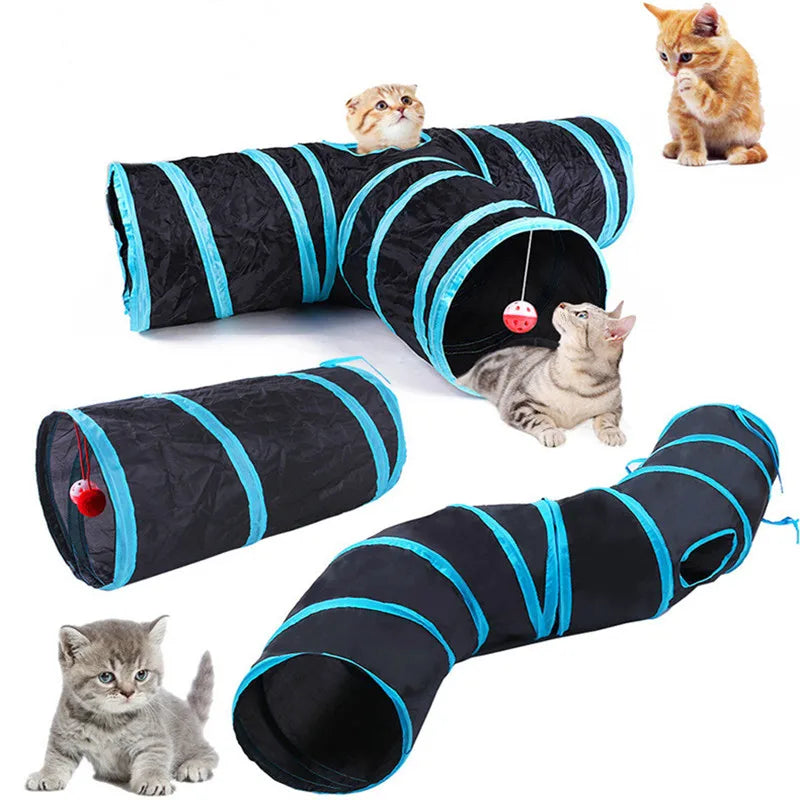 Cat Tunnel Play Toy - Foldable Breathable Drill Barrel for Indoor Cats