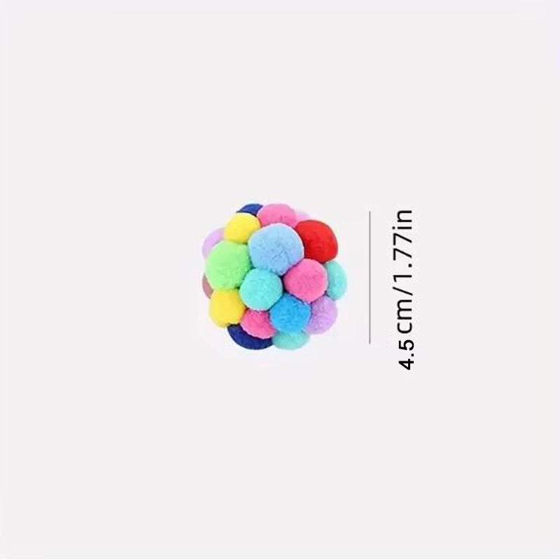 Hot cat Toys Pet Toy Cat Plush Ball Toys Pet Bouncy Bell Ball Toy Colorful Pompoms Pet Supplies Random Color