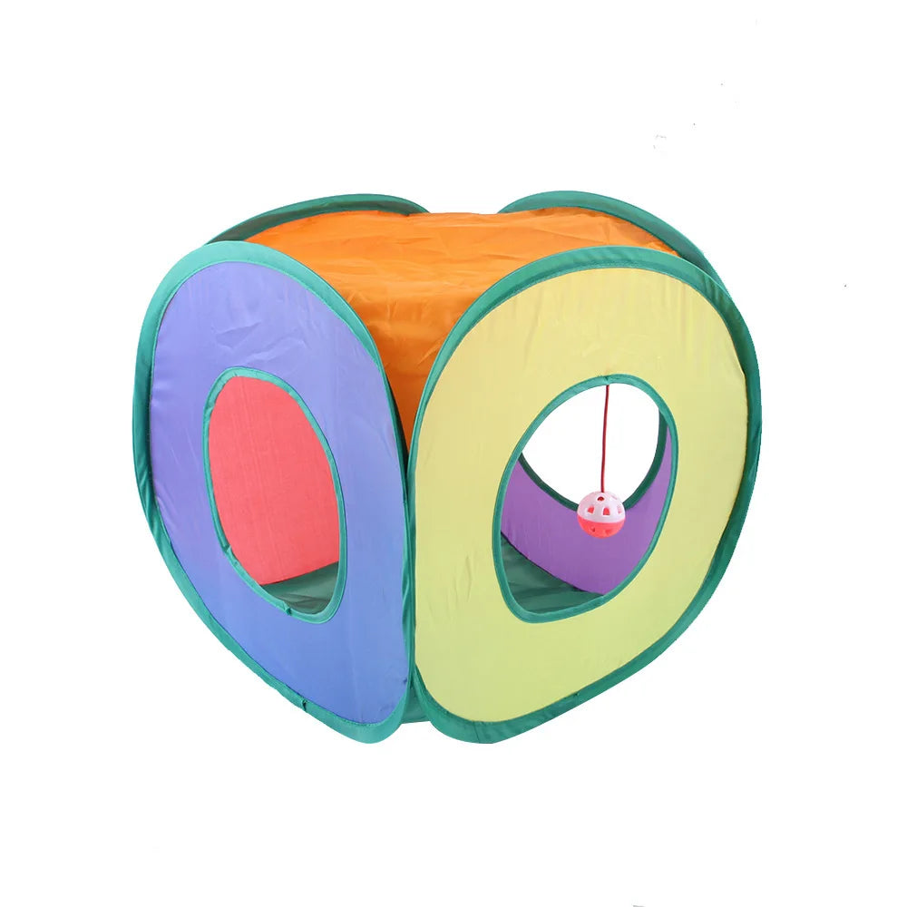 Cat Tunnel Play Toy - Foldable Breathable Drill Barrel for Indoor Cats