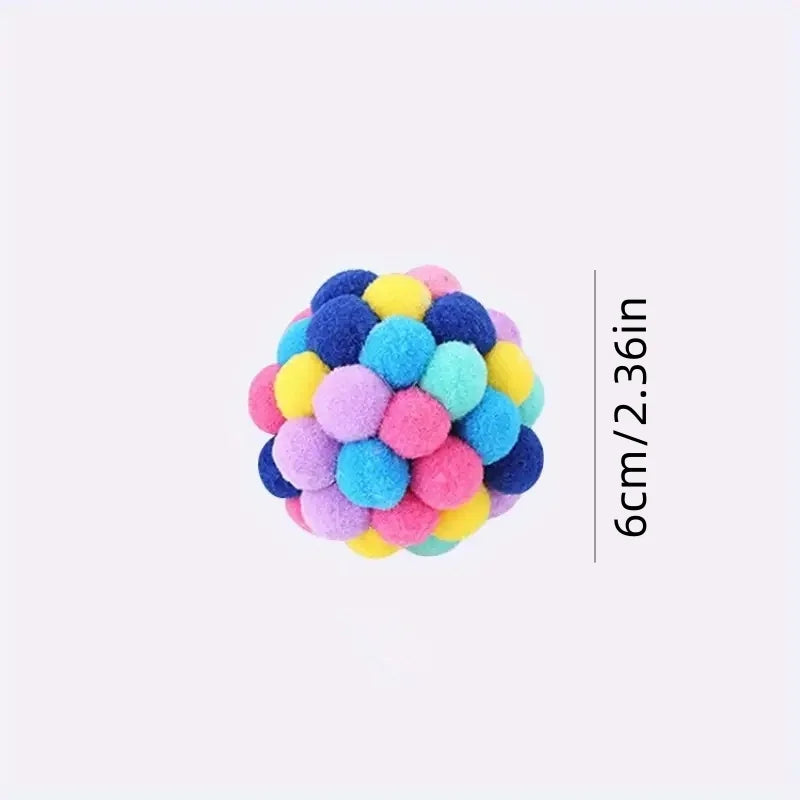 Hot cat Toys Pet Toy Cat Plush Ball Toys Pet Bouncy Bell Ball Toy Colorful Pompoms Pet Supplies Random Color