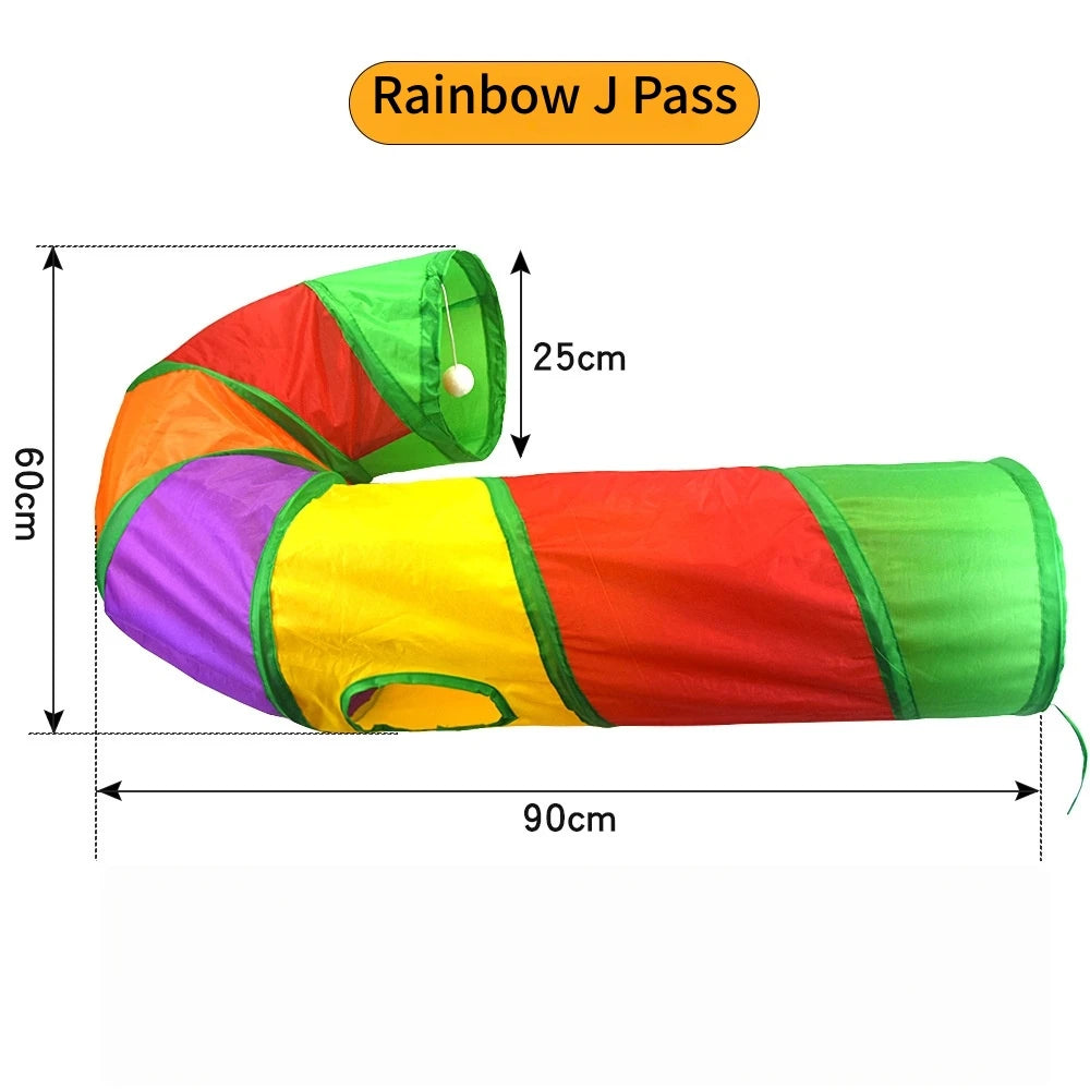 Cat Tunnel Play Toy - Foldable Breathable Drill Barrel for Indoor Cats