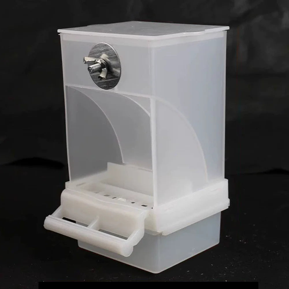 No Mess Automatic Bird Feeder - Transparent Food Container Cage Accessory for Small Birds