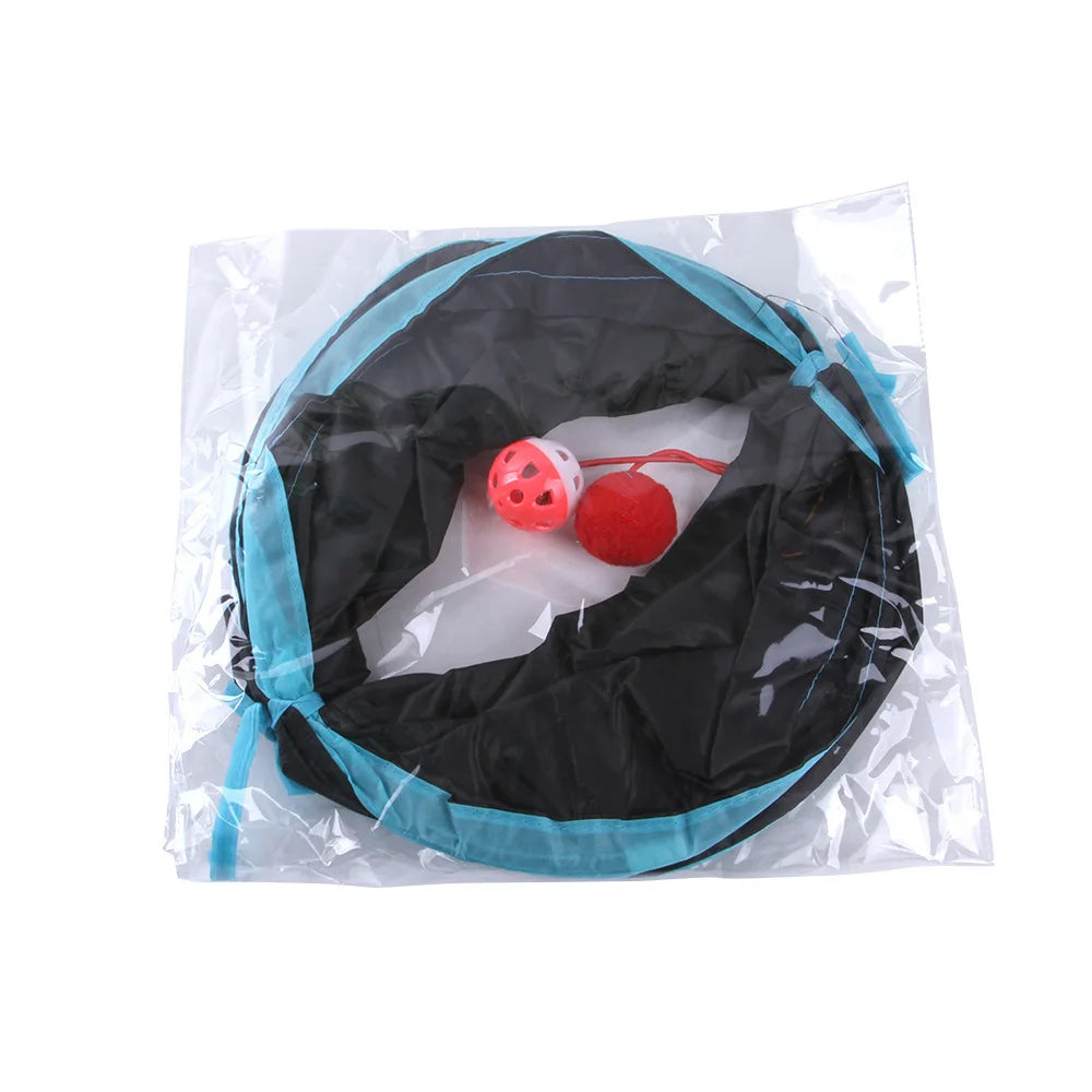 Cat Tunnel Play Toy - Foldable Breathable Drill Barrel for Indoor Cats