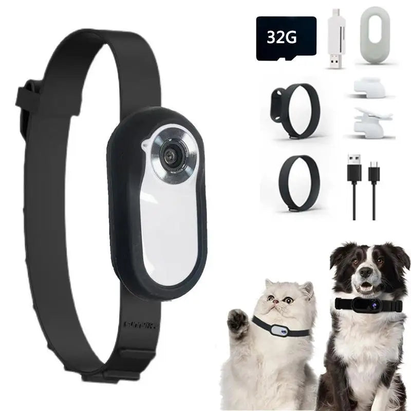 HD 1080P Wireless Pet Collar Camera - Video Records for Cats & Dogs