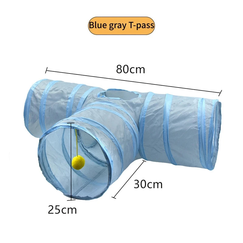 Cat Tunnel Play Toy - Foldable Breathable Drill Barrel for Indoor Cats