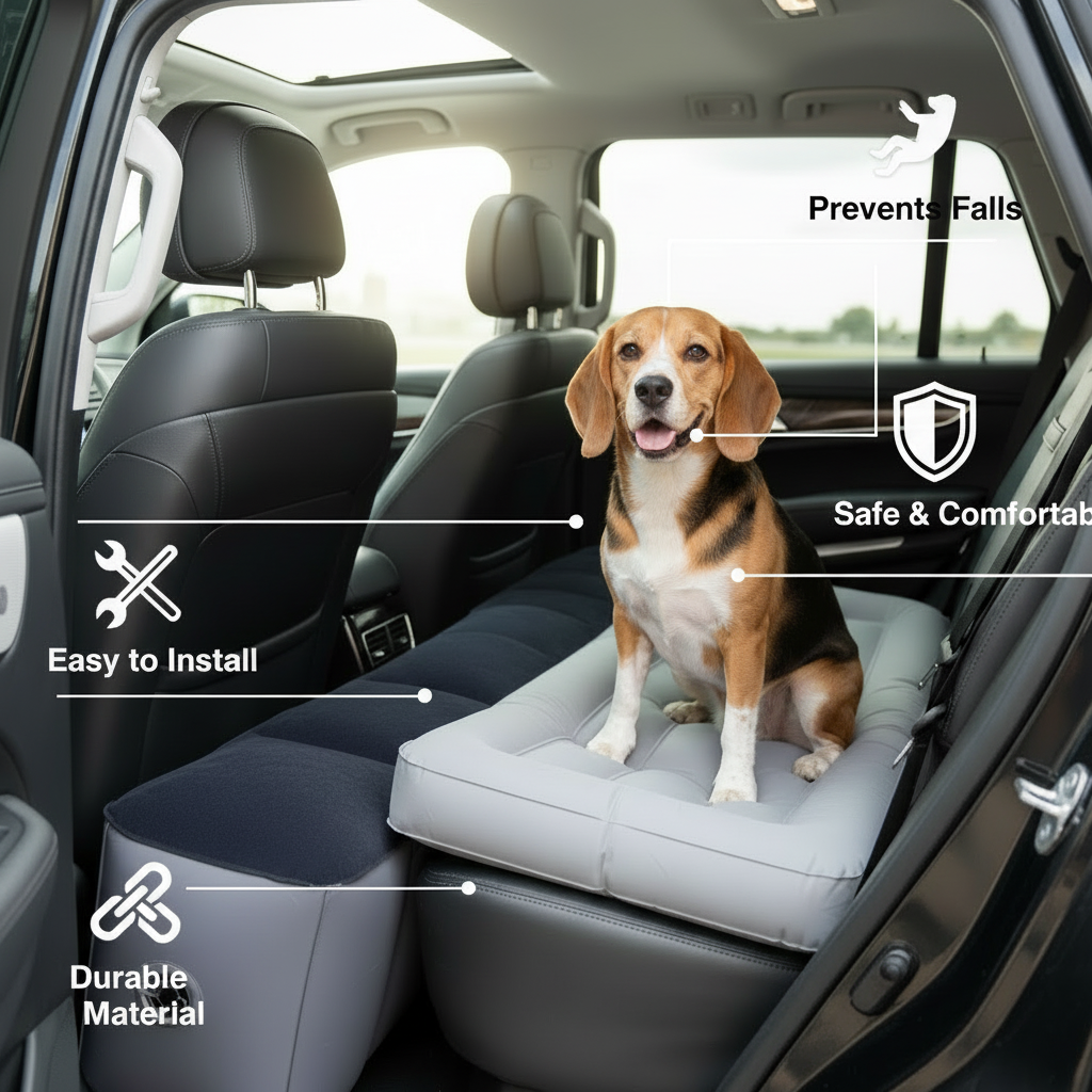 Inflatable Car Back Seat Gap Filler & Leg Rest for SUV Sedan - Pet Travel Accessory