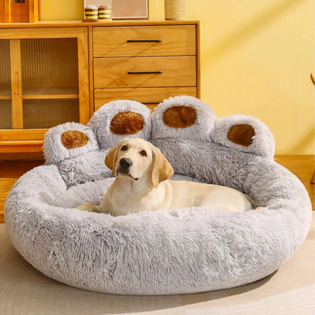 Fluffy Dog Bed Winter Warm Pet Sofa Basket Mat for Cats & Dogs with Blanket