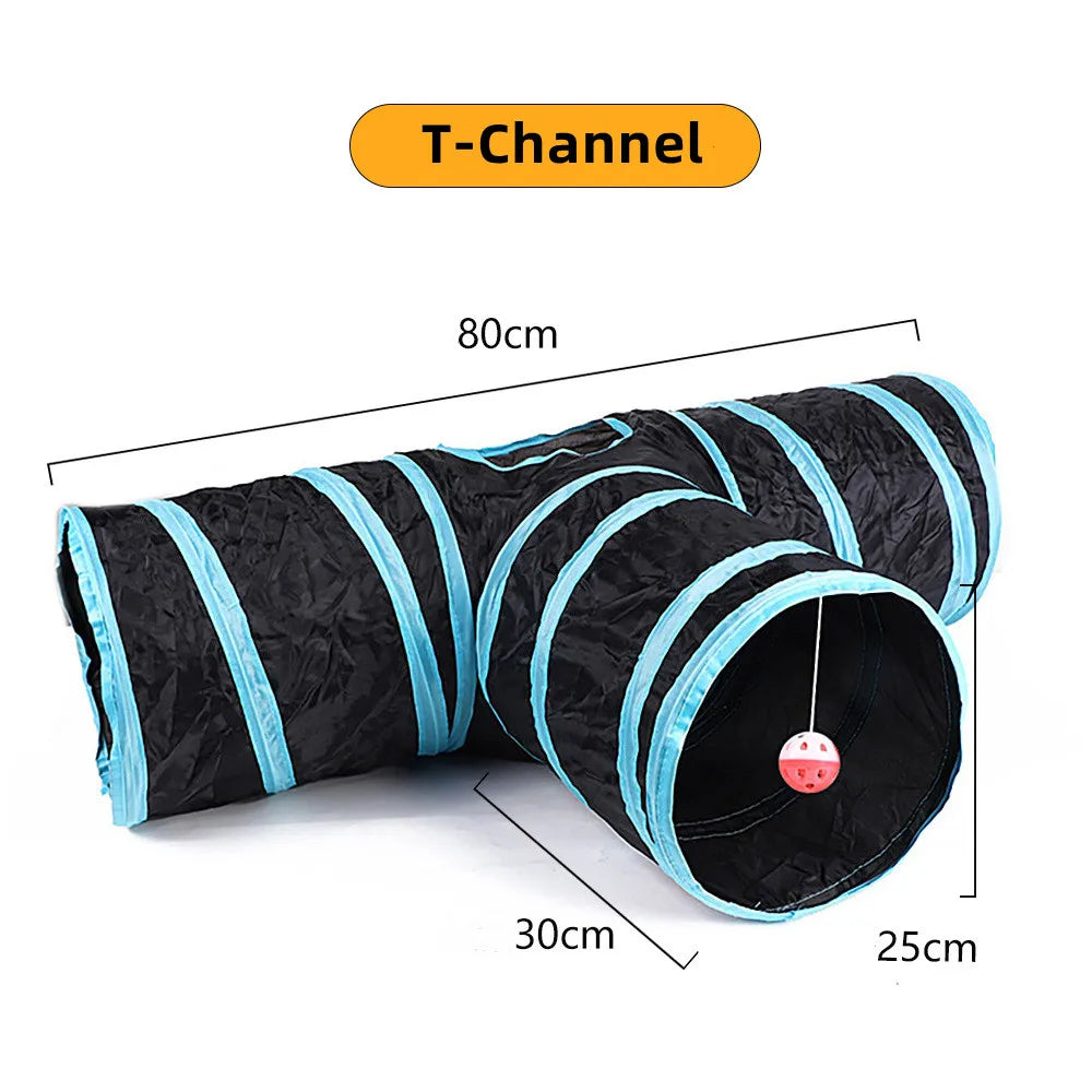 Cat Tunnel Play Toy - Foldable Breathable Drill Barrel for Indoor Cats
