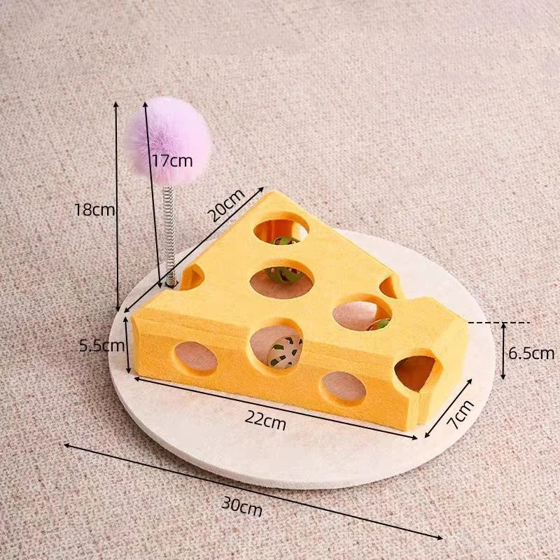 Pet Cat Puzzle Maze Holes Toys - Felt Box with Bell Ball Interactive Toy