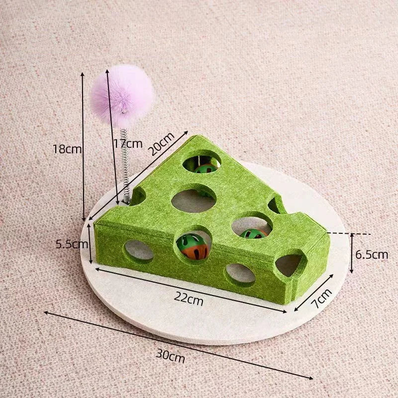 Pet Cat Puzzle Maze Holes Toys - Felt Box with Bell Ball Interactive Toy