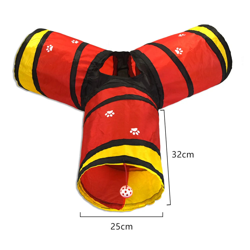 Cat Tunnel Play Toy - Foldable Breathable Drill Barrel for Indoor Cats