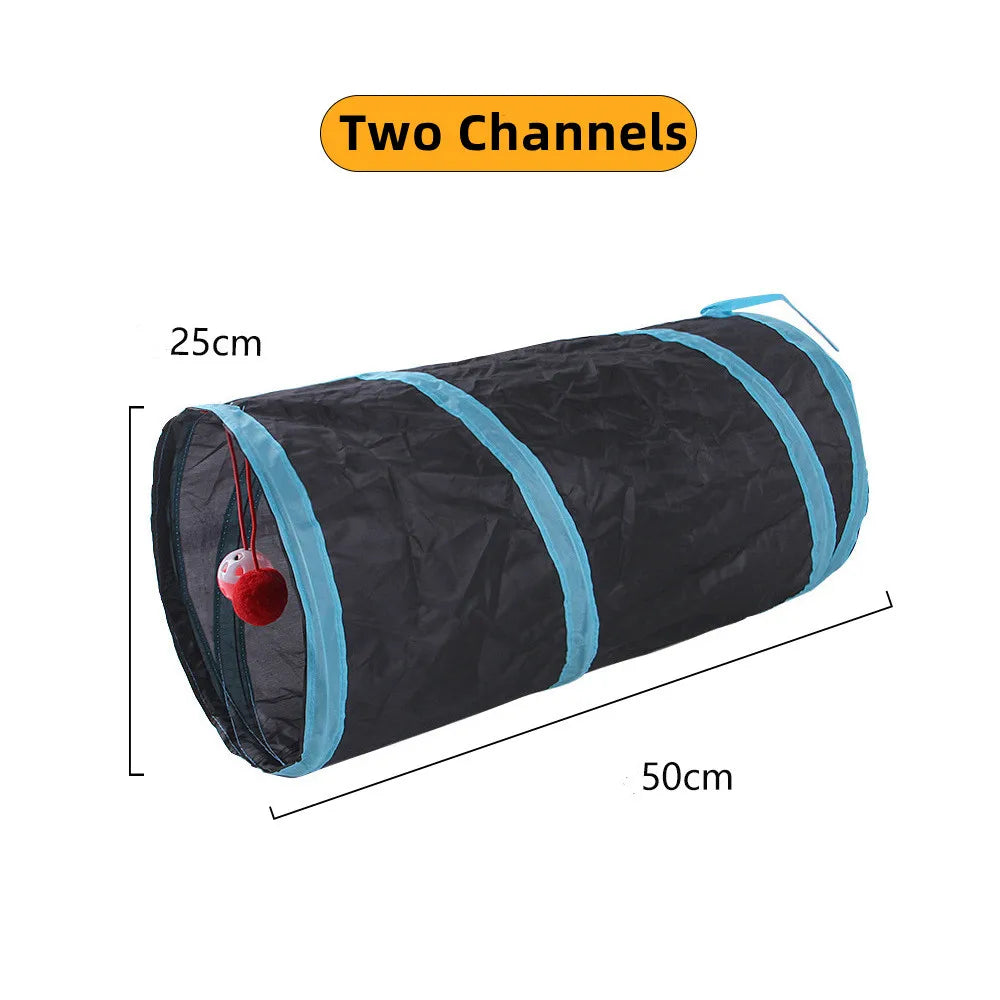 Cat Tunnel Play Toy - Foldable Breathable Drill Barrel for Indoor Cats