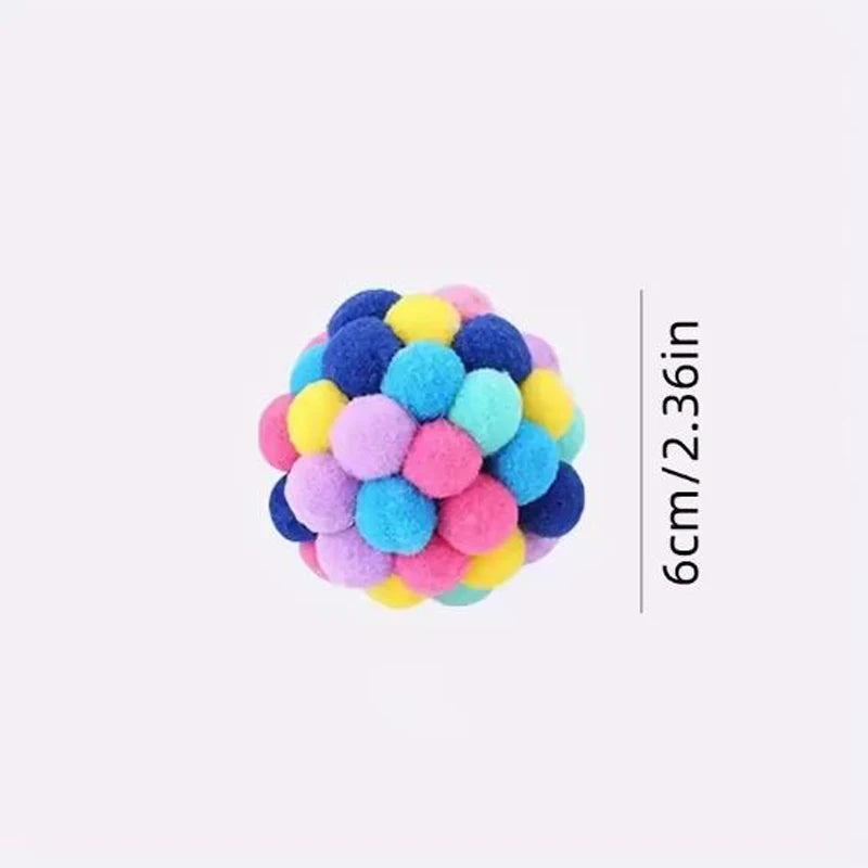 Hot cat Toys Pet Toy Cat Plush Ball Toys Pet Bouncy Bell Ball Toy Colorful Pompoms Pet Supplies Random Color