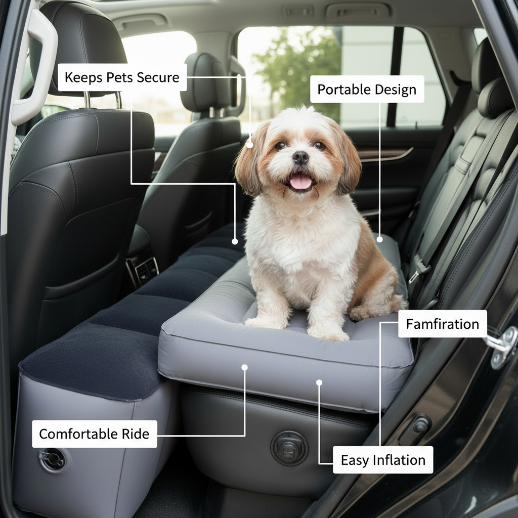 Inflatable Car Back Seat Gap Filler & Leg Rest for SUV Sedan - Pet Travel Accessory